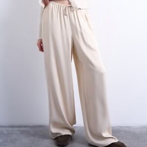 Cream satin pants